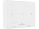 Drehtürenschrank RAUCH "Kleiderschrank Garderobe GAMMA Breiten 91/136/181/226/271/315/360 cm", alpinweiß, griffe alu, B:271cm H:210cm T:54cm, Holzwerkstoff, Schränke, Drehtürenschrank, mit Schubladen, verschiedene Griff-Varianten TOPSELLER MADE IN GERMANY