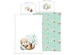 Babybettwäsche BABY BEST "Schnuffel-Otter", grün (multicolour), B/L: 100cm x 135cm, 1 Stk., 1 Stk., Renforcé, B/L: 40cm x 60cm, 2, Renforcé, Obermaterial: 100% Baumwolle, Bettwäsche, Wendebettwäsche