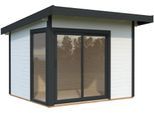 Gartenhaus PALMAKO "Andrea Slide Plus", weiß, anthrazit, Fußboden im Gartenhaus, ohne Dacheindeckung, Massivholz, Gartenhäuser, Gartenhaus, verschiedene Farben