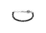 Armband DIESEL "Schmuck Edelstahl Armschmuck Beadarmband", schwarz (edelstahlfarben, schwarz), Armbänder, Damen, 20cm, Edelstahl, Armband, mit Achat