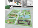 Kinderteppich AYYILDIZ TEPPICHE "PLAY 2902", grün, B:80cm H:6mm L:120cm, Polyamid, Teppiche, Kinderteppich, robuster Kurflor, Straßen Spiel Teppich, Kinderzimmer