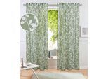 Gardine OTTO HOME "Issoire" Gr. 1, grün (olive), B:140cm H:145cm, Polyester, Gardinen, Gardine, Wohnzimmer, Schlafzimmer, Esszimmer, gemustert und halbtransparent