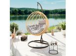 Beldano , Grau, Naturfarben, Schwarz , Metall , Füllung: Polyester,Polyester , 105x195x105 cm , wetterbeständig , Gartenmöbel, Relaxmöbel, Hängesessel