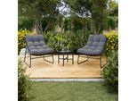 Balkonset Elia Grau Metall/Outdoorstoff