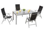 Gartengarnitur 5-tlg. Carrara Metall/Textil/Glas