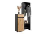 Garderobe Andy in Schwarz/Eiche