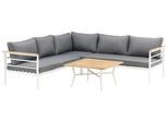 Loungegarnitur Mexico ca. 233x233 cm Alu Weiß/Teak