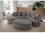 Wohnlandschaft Limoncello m. Hocker ca. 160x300cm Grau Cord