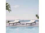 Gartenliege Avola Creme Outdoorstoff/Metall +Abdeckung