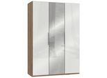 Drehtürenschrank Level 36D mit Spiegel ca. 150cm Weiß/Eiche