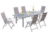 Gartengarnitur 7-tlg. Taviano Metall/Textil/Glas