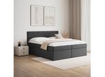 Boxbett Rosa Dunkelgrau ca. 180x200 cm mit Topper