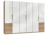 Drehtürenschrank Level 36D mit Laden ca. 300 cm Weiß/Eiche
