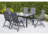 Gartengarnitur 7-tlg. Taviano Metall/Textil/Glas