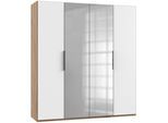 Drehtürenschrank Level 36A mit Spiegel ca. 200 cm Weiß/Eiche