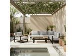 Loungegarnitur Fabrizia Grau Outdoorstoff/Metall/Holz