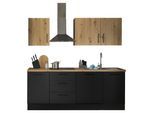 Küchenblock TURIN 220cm schwarz/Artisan ohne Geräte