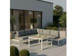 Dining-Loungeset Veneya Grau Outdoorstof/Metall/Polywood