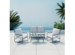 Beldano , Hellgrau, Dunkelgrau , Metall, Textil , Füllung: Schaumstoff,Polyester , Gartenmöbel, Loungemöbel, Loungegarnituren