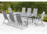 Gartengarnitur 9-tlg. Taviano Metall/Textil/Glas