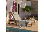Gartenliege Elenyi grau Metall/Outdoorstoff/Holz