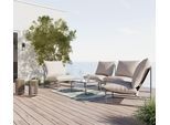 Loungegarnitur Lino Creme Outdoorstoff/Metall +Abdeckung