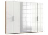 Drehtürenschrank Level 36D mit Spiegel ca. 300 cm Eiche/Weiß