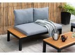 Loungegarnitur Julian 2 Grau/Schwarz Echtholz