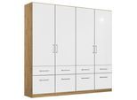 Drehtürenschrank Berlin Weiß Hochglanz, Eiche Artisan