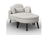 Sessel Bianca mit Hocker Chenille Grau
