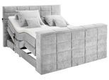 Boxspringbett Denver Silber ca. 180x200 cm mit Topper