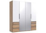 Drehtürenschrank Level 36A mit Spiegel ca. 200 cm Weiß/Eiche