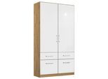 Drehtürenschrank Berlin Weiß Hochglanz, Eiche Artisan