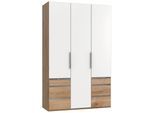 Drehtürenschrank mit Laden, B: 150 cm, Weiß/Eiche Dekor