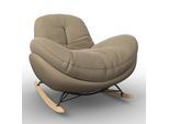 Schaukelsessel Elea Beige Lederlook/Chenille