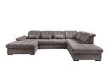 Wohnlandschaft Rigatti Grau- Braun Chenille mit Bettkasten