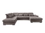 Wohnlandschaft Rigatti Grau- Braun Chenille mit Bettkasten