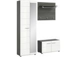 Garderobe Salsa 3-tlg. ca. 155x192x37 cm Weiß/Rauchs.