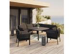 Dining-Loungeset Elisa Schwarz Outdoorstoff/Metall