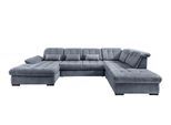 Wohnlandschaft Rigatti Hellblau Chenille m.Bettkasten