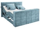 Boxspringbett Denver Blau ca. 180x200 cm mit Topper