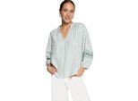 Schlupfbluse ZERO "Damen mit Streifen", Damen, Gr. 38, cream, blau, 49% Viskose, 27% Polyester, 24% Baumwolle, figurbetont normal, Blusen Schlupfbluse