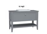 VitrA Valarte Einbauwaschtisch-Möbel-Set 62202 118 x 52 x 87,5 cm, 1 Vollauszug, Korpus grau matt/Waschtisch weiß hochglanz