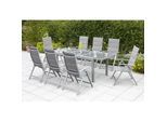 Gartengarnitur 9-tlg. Taviano Metall/Textil/Glas