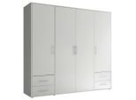 Carryhome Drehtürenschrank , Weiss , Holzwerkstoff , 5 Fächer , 4 Schublade(n) Schubladen , 206x195x60 cm , in verschiedenen Holzdekoren erhältlich , Schlafzimmer, Komplette Schlafzimmer und Serien, Schlafzimmerserien