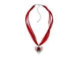 Kette mit Anhänger ALLGÄU REBELL "Gerda", Damen, Gr. onesize, Metall, rot, Basic, Halsketten, mit Leder- und Organzaband