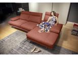 Ecksofa CALIA ITALIA "Toby Wing, B/T: 288/153 cm, Designsofa mit hohem Sitzkomfort, L-Form", rot (rosso quebec), B:288cm H:90cm T:153cm, Synthetische Faser (100% Polyester), Sofas, Ecksofa, inklusive Sitztiefenverstellung, Füße in chrom glänzend