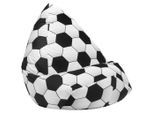 Sitzsack , Schwarz, Weiss , Textil , Fussball , 220 l , Füllung: Styroporkugeln , 70x60x70 cm , Wohnzimmer, Sessel, Sitzsäcke