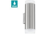 Wandleuchte EGLO "RIGA-LED Wandlampe, GU10, IP54, Edelstahl und Kunststoff, Außenlampe", silber (edelstahlfarben), B:6,5cm H:20,5cm T:9,5cm, Leuchten, Wandleuchte, Wand-/Deckenleuchte, L6,5 x H20,5 x AL9,5 cm, edelstahl