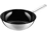 Wok SILIT "Wuhan, Ø 28 cm, Wokpfanne Induktion, keramische Antihaftbeschichtung", schwarz (edelstahlfarben, schwarz), Ø:28cm, Pfannen, Wok, ideal für scharfes Anbraten, für alle Herdarten geeignet